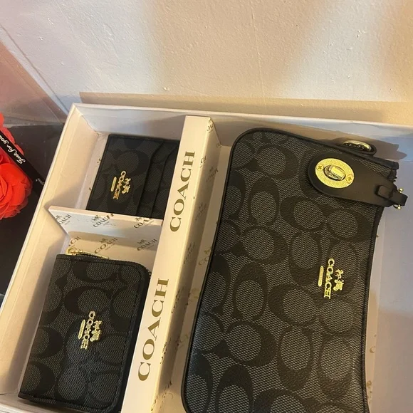 Coach Black Signature Mini Shoulder Bag with Gold Accents - Picture 3 of 14